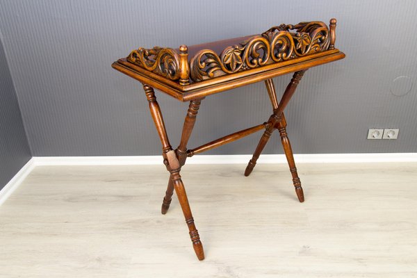 Victorian Style Ornate Carved Folding Table, 1920s-KEG-1086692