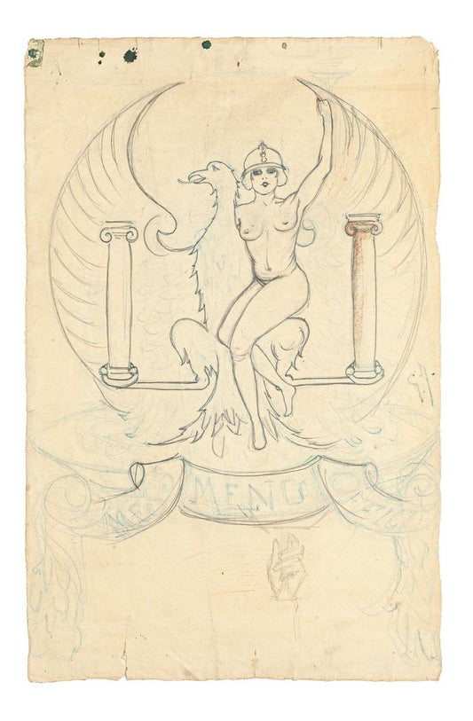 Victory - OriginalPencil and Pastel Drawing - Early 1900 Early 20th Century