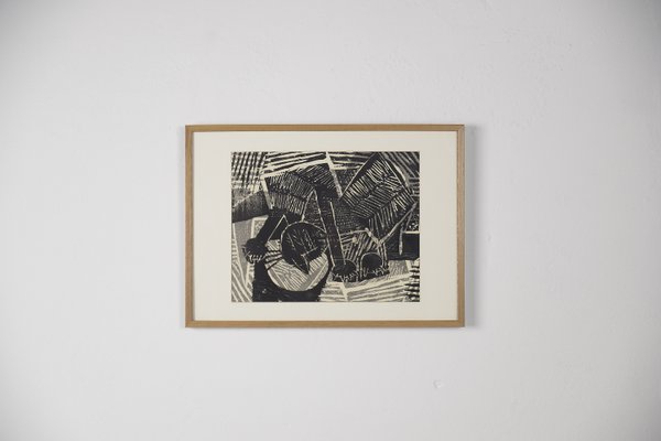 Vide Jansson, Woodcut, 1960s, Framed-ZAA-1107093