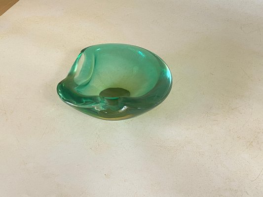 Vide Poche or Ashtray in Green Murano Glass, Italy, 1970s-UR-1780818