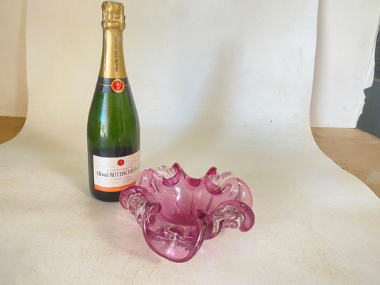 Vide Poche or Ashtray in Pink Murano Glass, Venice, Italy, 1970s-UR-1780819