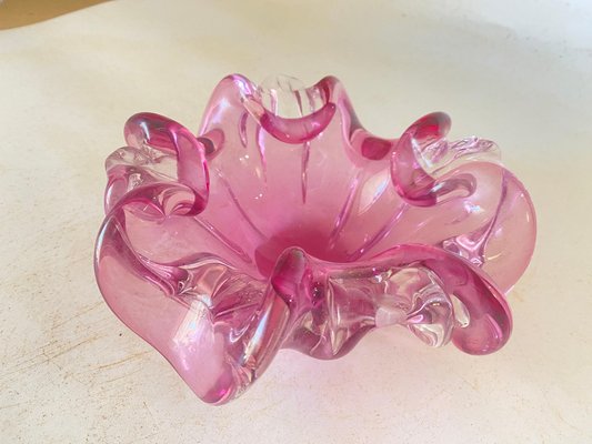 Vide Poche or Ashtray in Pink Murano Glass, Venice, Italy, 1970s-UR-1780819