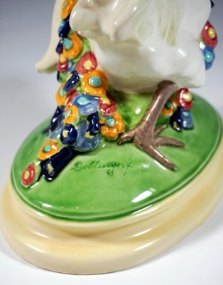 Vienna Art Ceramics Art Nouveau Figure Putto Riding a Rooster by Doblinger, 1910, 1890s-EMT-1704070