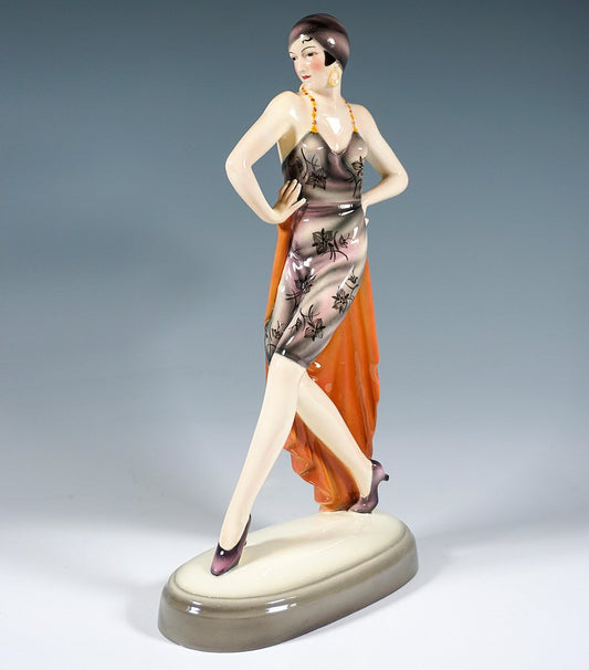 Vienna Art Deci Striding Dancer Figurine by Lorenzl, 1930