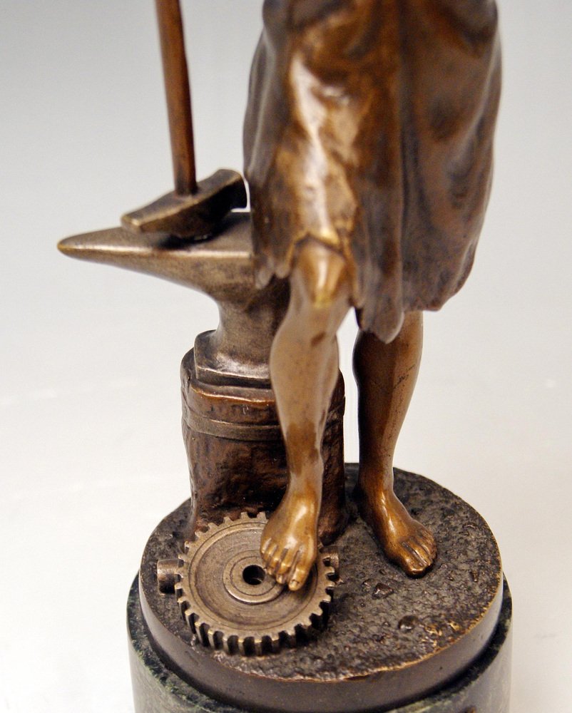 Vienna Bronze Figurine Smith with Anvil and Gearwheel from Bergman, 1922