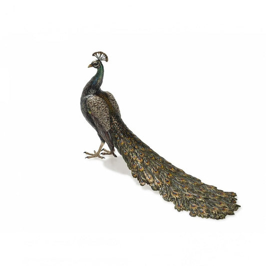 Vienna Bronze Peacock from Workshop Bermann, Early 20th Century