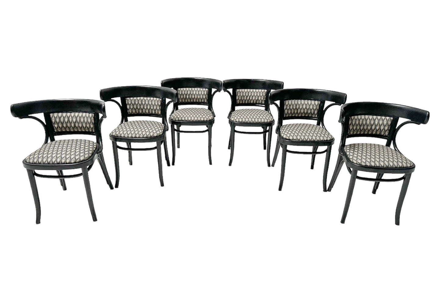 Vienna Secession Black Lacquered Armchairs from Thonet, 1920s, Set of 6