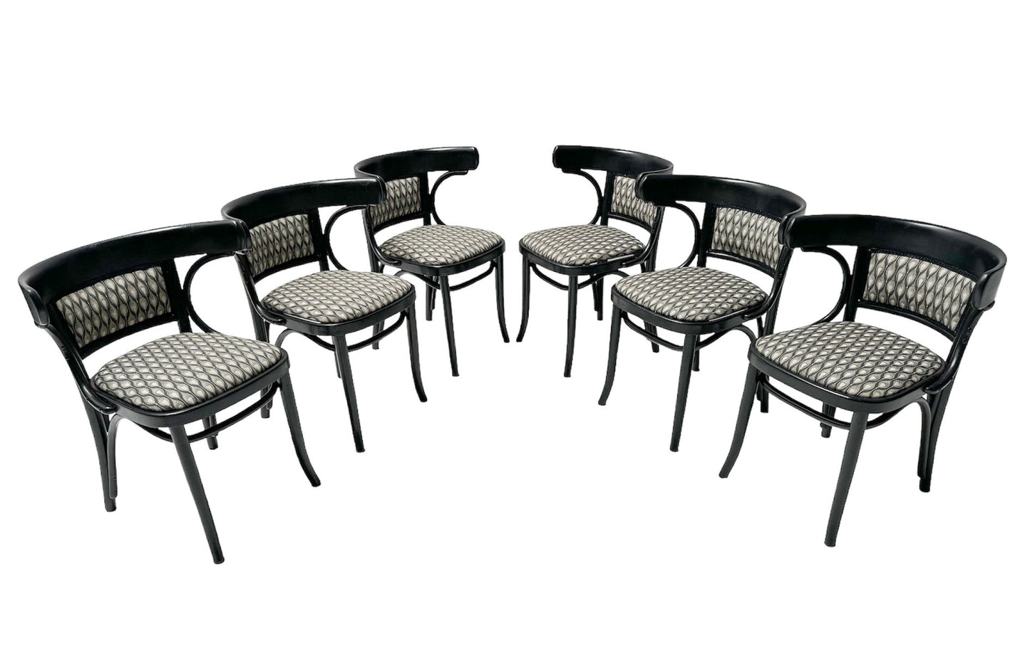 Vienna Secession Black Lacquered Armchairs from Thonet, 1920s, Set of 6