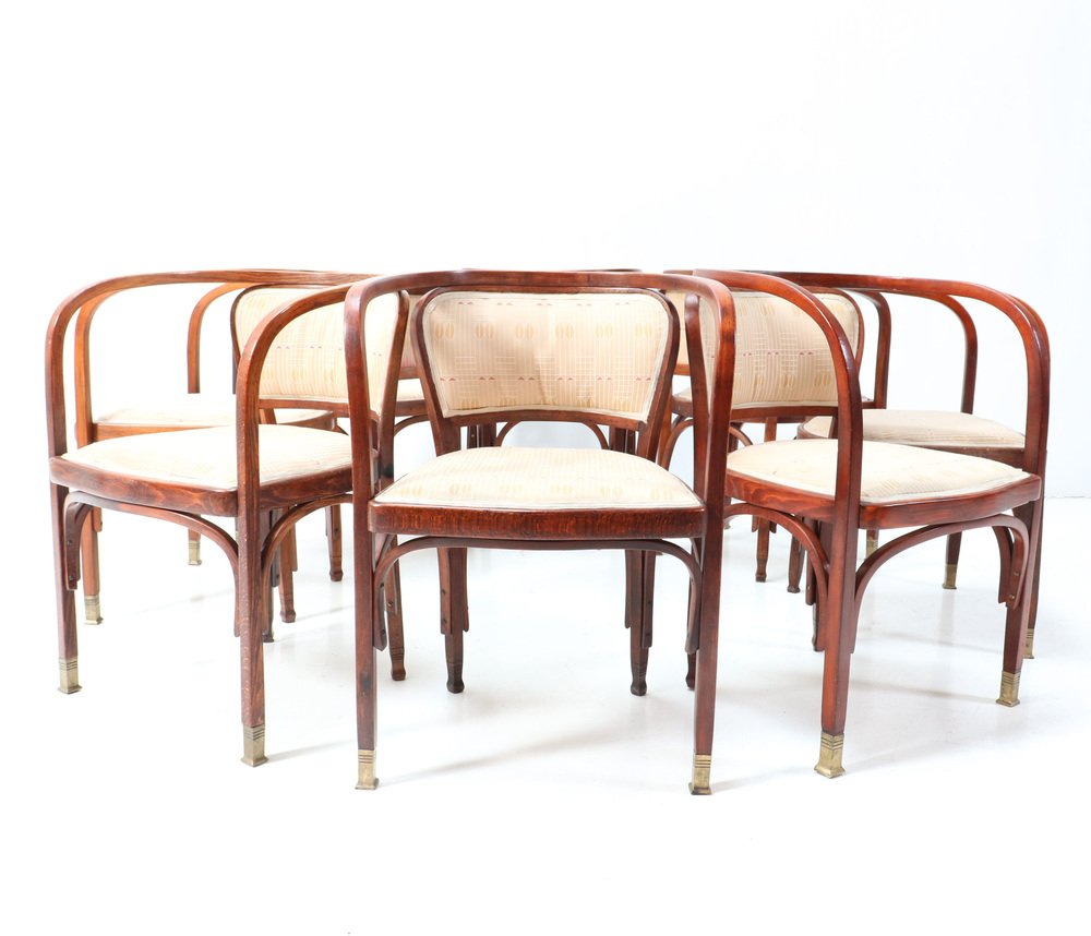 Vienna Secession Model 715F Armchairs by Gustav Siegel for Jacob & Josef Kohn, 1900s, Set of 8