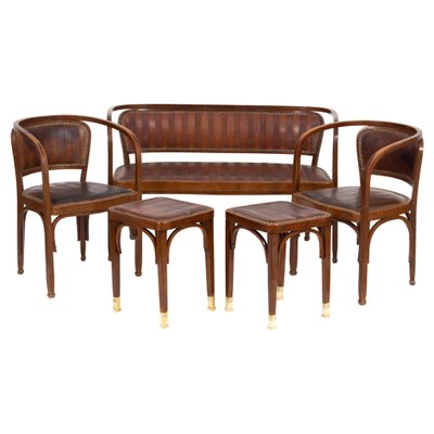 Vienna Secession Seating Set attributed to Gustav Siegel for J & J Kohn, 1905, Set of 5-ABO-1440502