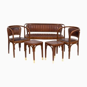 Vienna Secession Seating Set attributed to Gustav Siegel for J & J Kohn, 1905, Set of 5-ABO-1440502