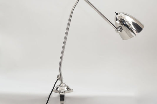 Viennese Art Deco Nickel-Plated Clamp Lamp, 1920s