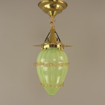 Viennese Art Nouveau Pendant Lamp in Uranium Glass by Hoffmann for Wiener Werkstätte, 1920s-KDB-1705990