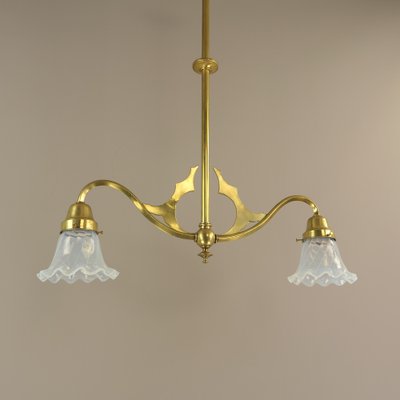 Viennese Art Nouveau Pendant Lamp with Opal Shades, 1920s-KDB-1743126