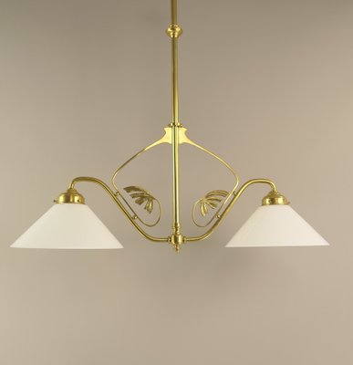 Viennese Art Nouveau Pendant Lamp with Opal Shades, 1920s-KDB-1739901