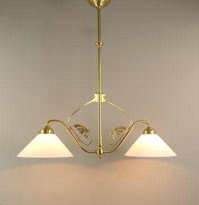 Viennese Art Nouveau Pendant Lamp with Opal Shades, 1920s-KDB-1739901