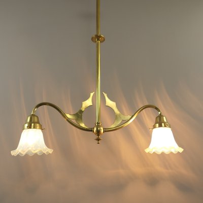 Viennese Art Nouveau Pendant Lamp with Opal Shades, 1920s-KDB-1743126