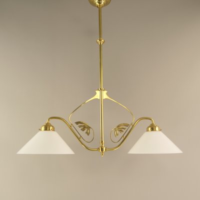 Viennese Art Nouveau Pendant Lamp with Opal Shades, 1920s-KDB-1739901