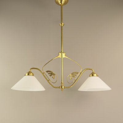 Viennese Art Nouveau Pendant Lamp with Opal Shades, 1920s-KDB-1739901