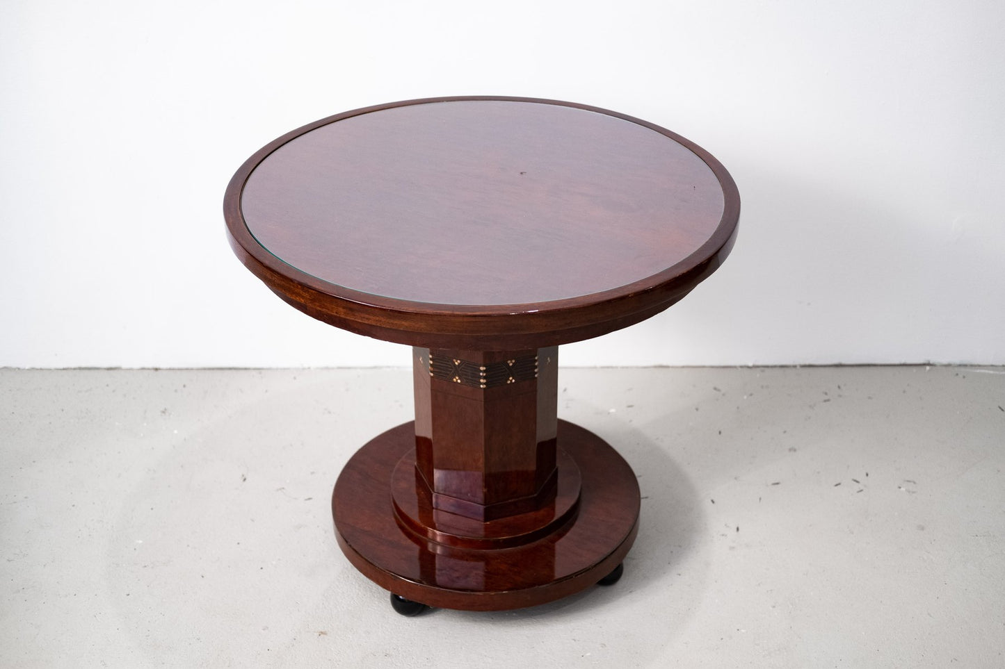 Viennese Art Nouveau Side Table with Intarsia and Pickled Glass Plate, 1910s