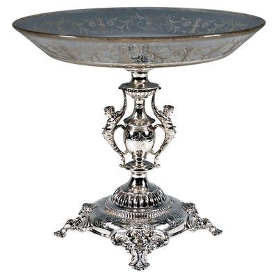 Viennese Art Nouveau Silver Centerpiece with Original Glass Bowl, 1900s-EMT-1819624