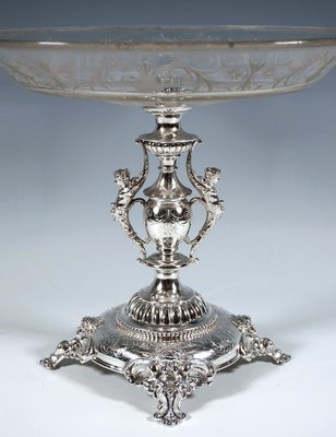 Viennese Art Nouveau Silver Centerpiece with Original Glass Bowl, 1900s-EMT-1819624