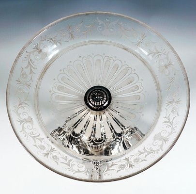 Viennese Art Nouveau Silver Centerpiece with Original Glass Bowl, 1900s-EMT-1819624