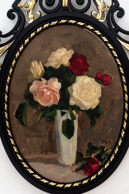 Viennese Artist, Still Life with Flowers, 1920s, Oil Painting, Framed-SPD-1409416