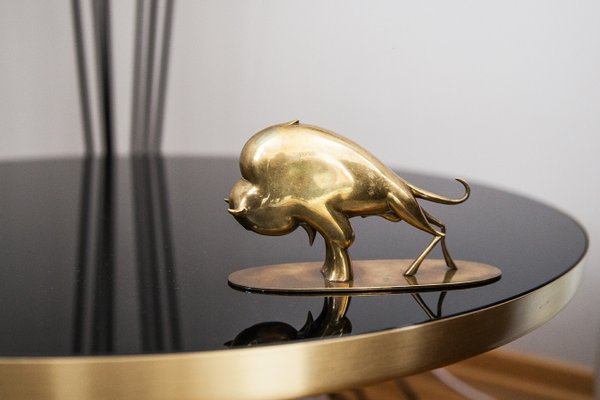 Viennese Brass Bull 1019 Paperweight by Karl Hagenauer for Hagenauer, 1929-MMH-879112