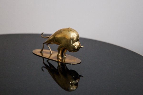 Viennese Brass Bull 1019 Paperweight by Karl Hagenauer for Hagenauer, 1929-MMH-879112