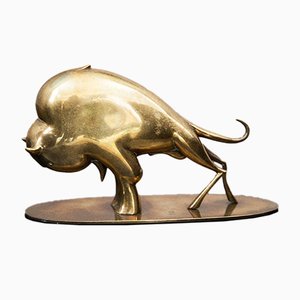 Viennese Brass Bull 1019 Paperweight by Karl Hagenauer for Hagenauer, 1929-MMH-879112