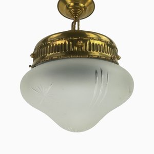 Viennese Ceiling Lamp with Glass Shade, 1910s-KDB-1448959