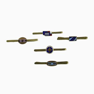 Viennese Enamel Tie Pins, 1930s, Set of 5-ZWH-738095