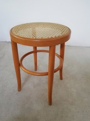 Viennese Wood and Straw Stool-UIW-1154862