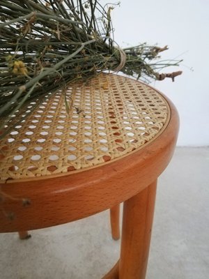 Viennese Wood and Straw Stool-UIW-1154862