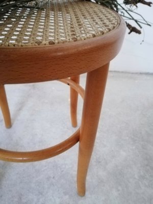 Viennese Wood and Straw Stool-UIW-1154862