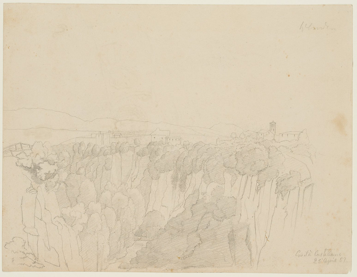 View of Civita Castellana, 1857, Pencil