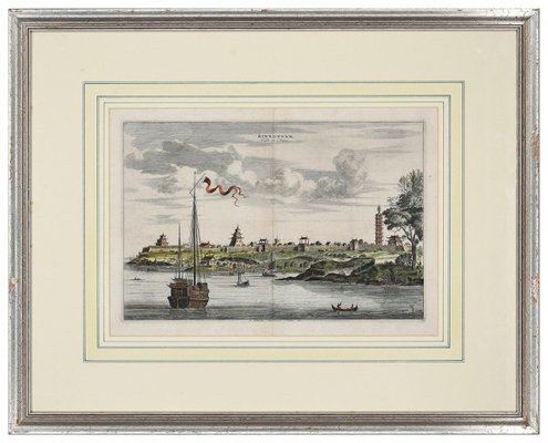 View Of Kinnungam - Original Hand Watercolored Etching by A. Leide Early 18th Century-ZCI-761792