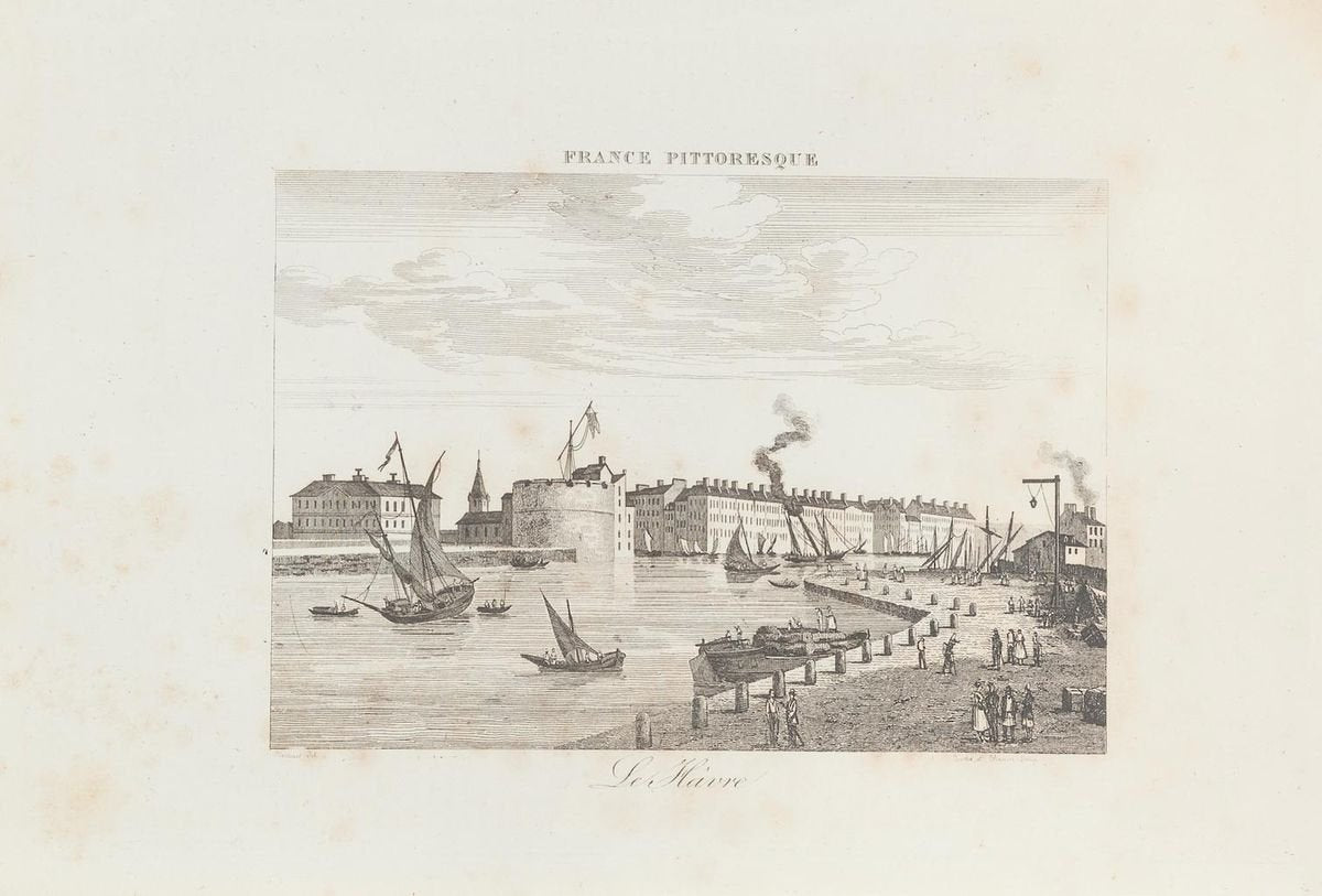 View of Le Havre, Original Lithograph, 19th Century