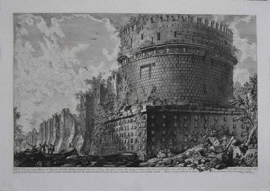 View of Mausoleo of Cecilia Metella - Original Etching by G. B. Piranesi - 1773 1773