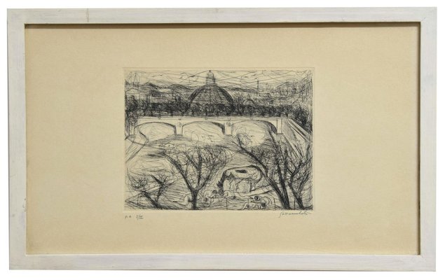 View of Rome - Original Etching by N. Gattamelata - Late 20th Century Late 20th Century-ZCI-757534