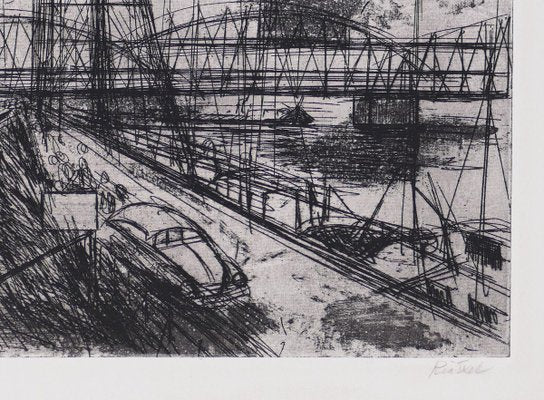 View of Rotterdam - Original Etching by R. Klaveren-Exel - 1970s 1970s-ZCI-761037