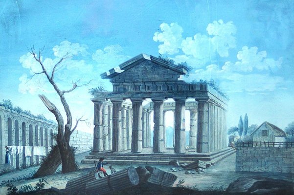 View of the Hexastyle Periptero Temple from the part of Ponente - Tempera Early 19th Century-ZCI-756239