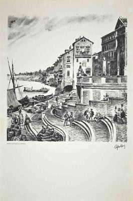 View of the Port of Ripetta, Lithograph, 20th Century-ZCI-1165324