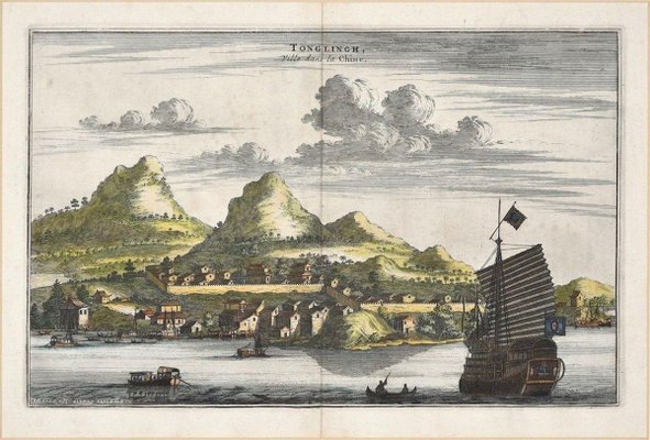 View Of Tongling - Original Hand Watercolored Etching by A. Leide Early 18th Century-ZCI-761790