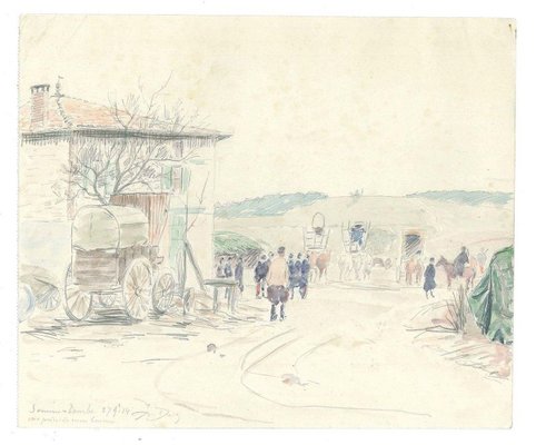 VII Prise de Mon Bureau - Origina Pencil Drawing a Watercolor 1914 1914-ZCI-758655