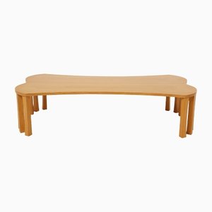 Vincent Free Form Oak Wood Coffee Table from Poujardieu, 1992-YJA-1398429