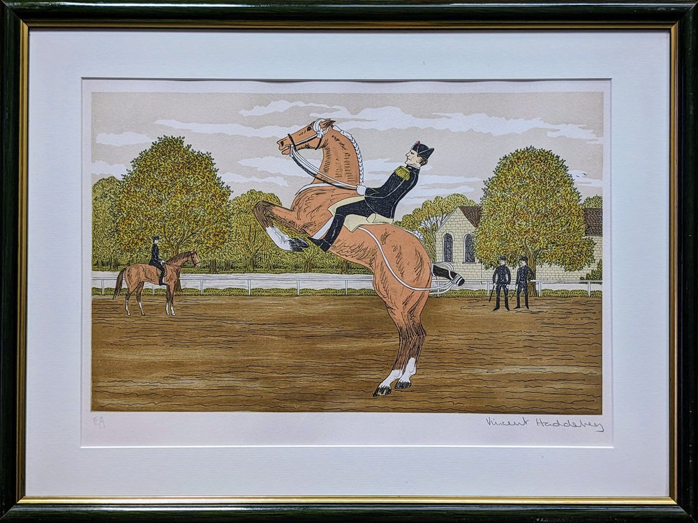 Vincent Haddelsey, Equestrian Scene, Original Hand-Signed Lithograph, Framed