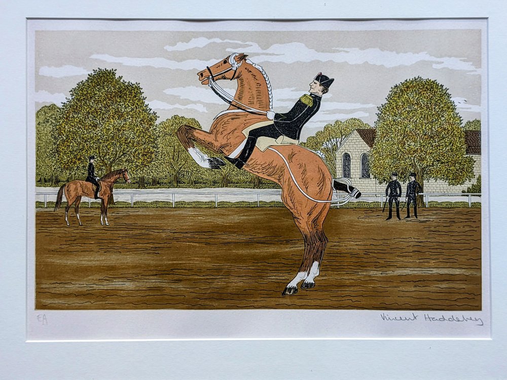 Vincent Haddelsey, Equestrian Scene, Original Hand-Signed Lithograph, Framed