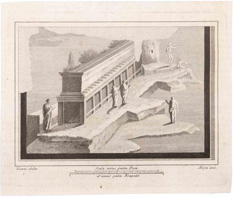 Vincenzo Aloja, Monument with Figures, Etching, 18th Century-ZCI-1760615